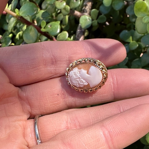 Elegant Gold and Cream Cameo Earrings - Picture 7 of 13